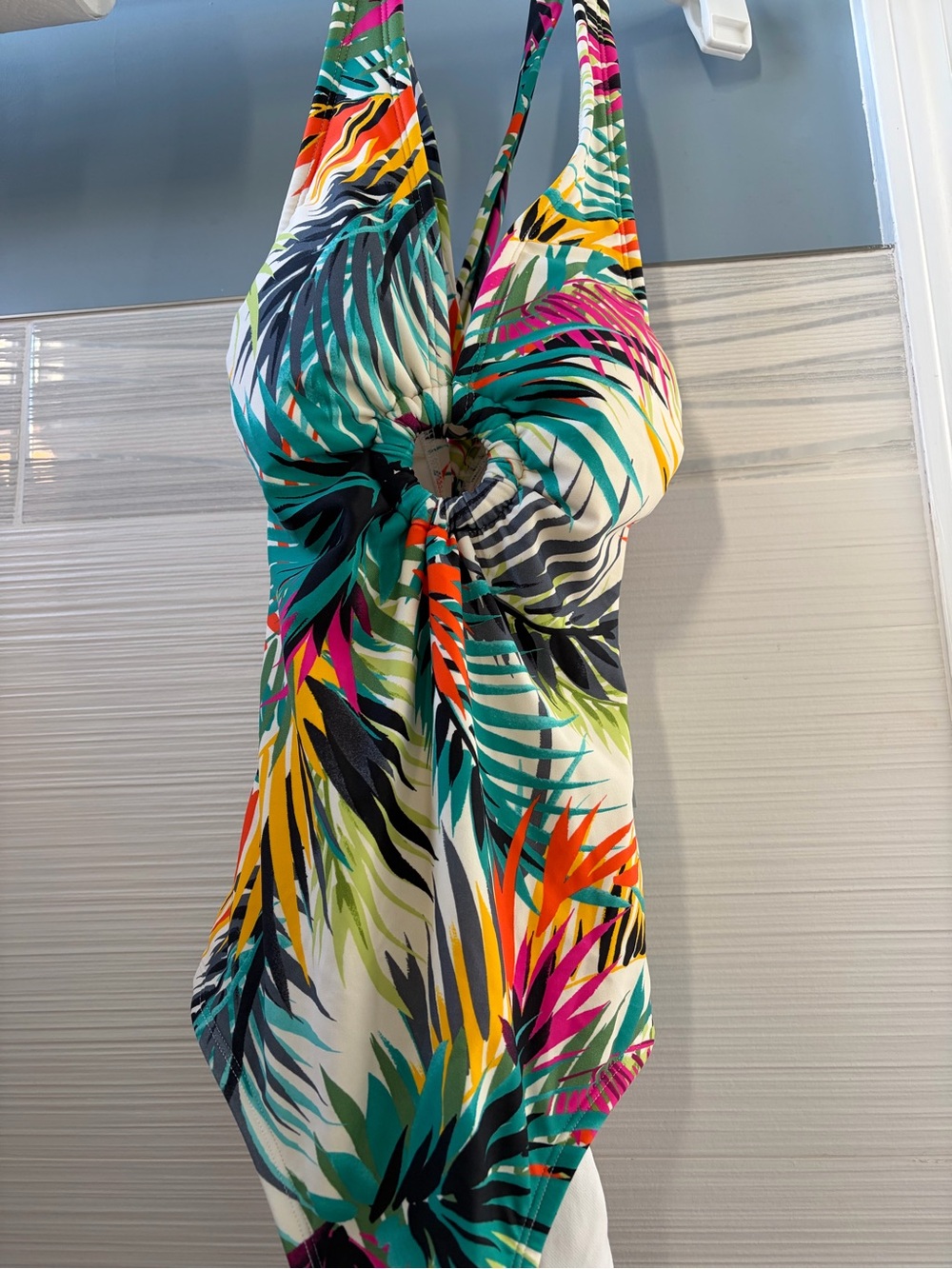 Women’s Tropical Halter One-Piece Swimsuit - Multicolor